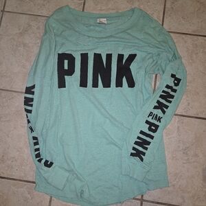Victoria's Secret Teal Long Sleeve with Black Lettering